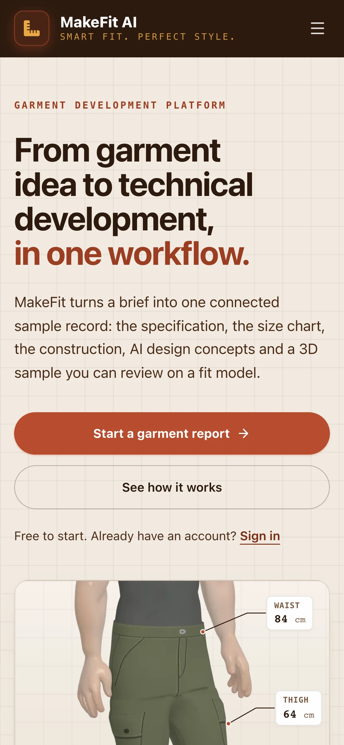 MakeFit AI live site on mobile